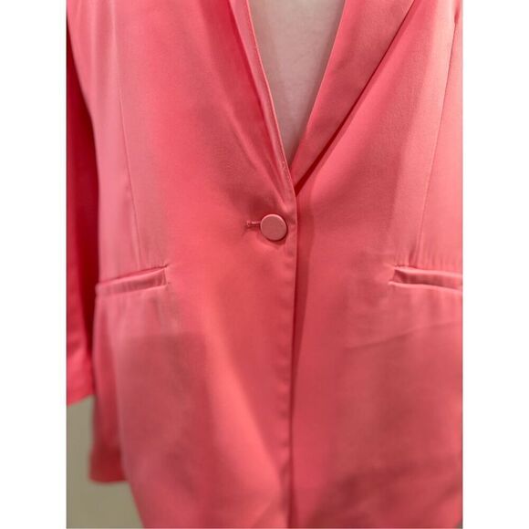 Z Supply Women's One-Button Scrunched 3/4 Sleeve Cinema Blazer Pink Size Large - Picture 2 of 7